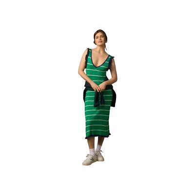 green emerald velvet dress The Suffolk Striped Midi Dress in Green Mix – Piper & Scoot main image 0