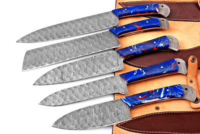 CUSTOM HANDMADE FORGED DAMASCUS STEEL CHEF KNIFE KITCHEN KNIVES CHEF SET 32