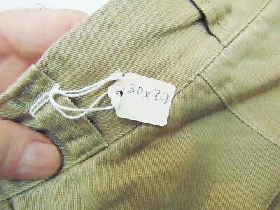 Post WWII 1950's U.S.Army Khaki Chino Pants 30x27, Button Fly