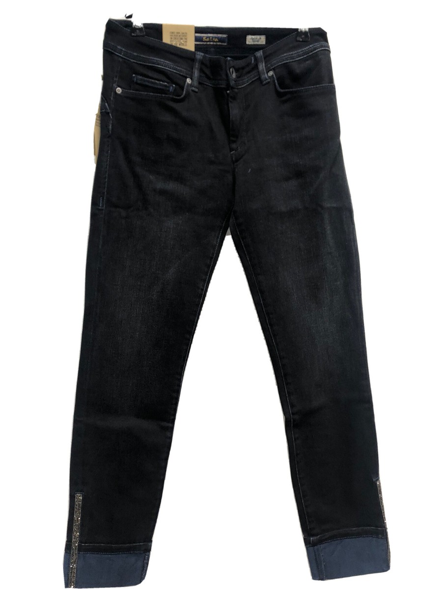 Jean Salsas Femme Taille W28 L30 Noir Neuf!!!