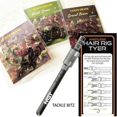 30 Ptfe Coated Hooks Ngt Hair Rig Hook Tyer Tool For Carp