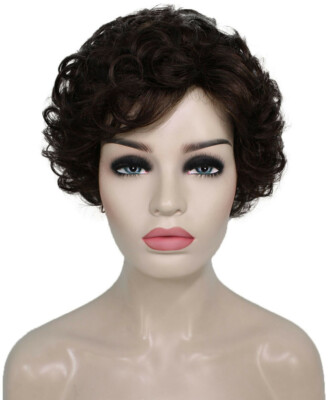 Monroe - Curly Kanekalon Synthetic Fiber Full Wig, 4 - 4.5 in, Chestnut Brown