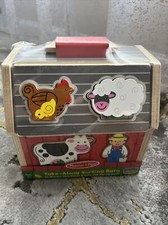 Melissa and Doug Wooden Take Along Sorting Barn with 10 Wooden Barn Animals NEW