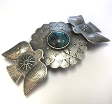 Barrette Hair Clip Metal Women Southwest Bird Turquoise Color New Made in France