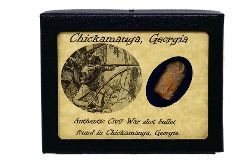 Shot Bullet Relic from The Battle of Chickamauga, GA with Display Case and COA