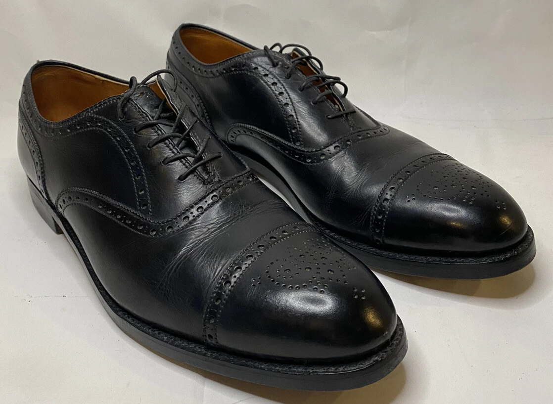 Alden Wright Shop 909 Black Leather Medallion Cap Toe Oxfords Sz 11.5 AA/B VNTG