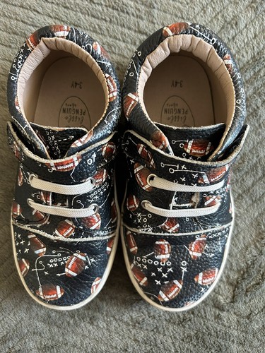 Boys Little Penguin Football Print Leather Shoes 3-4Year Little Kid Dark Blue - Picture 2 of 8