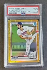 Spencer Strider 2020 Bowman Draft 1st Chrome Gold Refractor #/50 PSA 9 SP Braves