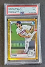 Spencer Strider 2020 Bowman Draft 1st Chrome Gold Refractor #/50 PSA 9 SP Braves