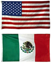 12x18 12"x18" Wholesale Combo USA American & Mexico Mexican Flag Grommets 