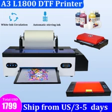 【US Stock】A3 Size Epson L1800 DTF Flatbed Printer Direct to Film For T-shirt Bag