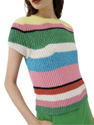 Marella Voghera Colorful Striped Sweater Top Size Small