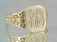 VINTAGE  ART NOUVEAU MENS OB OSTBY BARTON 10K GOLD SIGNET RING sz 11