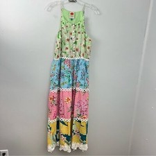 Farm Rio NWT Swiss Dot Mixed Floral MIDI Dress Womens size Medium Multi Colored