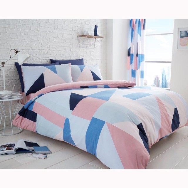 Sydney Geometric Double Duvet Cover Pillowcase Set Modern