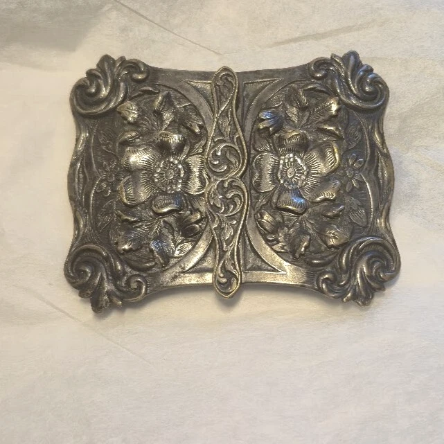 Art Nouveau Late 1800s Two Part Sash Buckle Repose Floral Leaves Vines Antique - Image 2 of 4