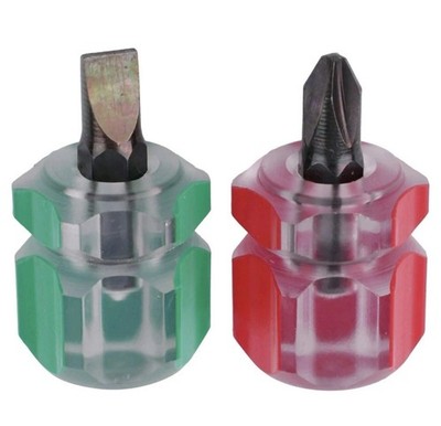 Flach- & Kreuzkopf Schraubendreher Set 2-tlg Chrom Vanadium Stahl kurzer Griff Mini