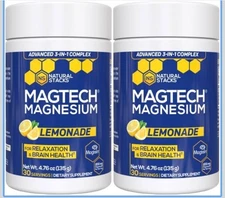 Natural Stacks MagTech Magnesium Complex 2 Pk. Lemonade Drink 60 Servings 200 Mg
