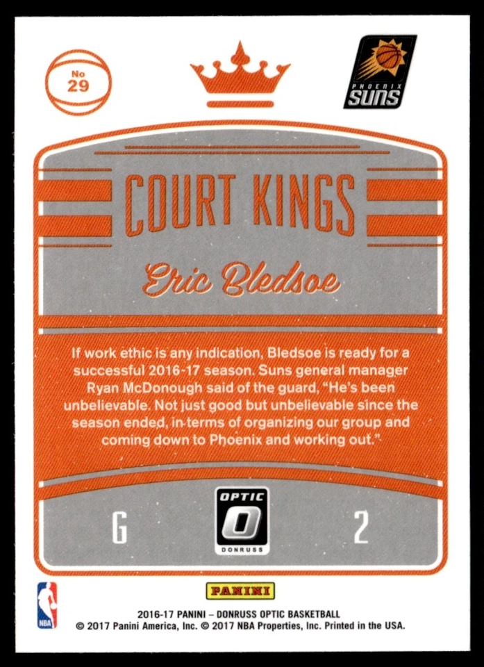 ERIC BLEDSOE 2016-17 DONRUSS OPTIC COURT KINGS PHOENIX SUNS #29 - Image 2 of 2