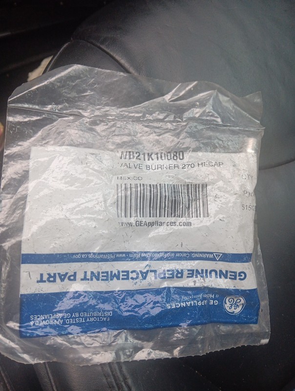 WB21K10080 GE Burner Valve OEM WB21K10080