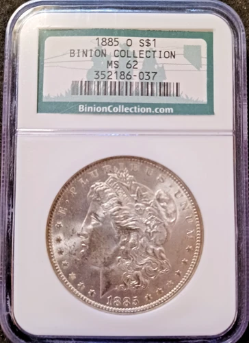 1885-O $1 Morgan Silver Dollar from the Binion Collection NGC MS62