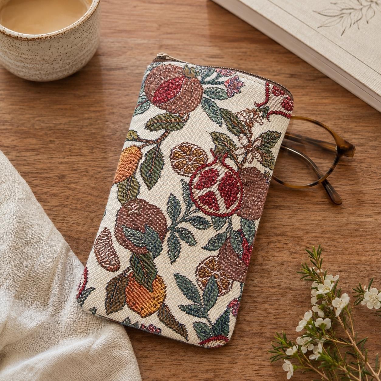 Glasses Pouch Zip Close William Morris Pomegranate Soft Case Sunglasses Storage