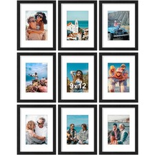 Vittanly 9x12 Picture Frames Set of 9, Shatter Resistant Plexiglass, Display 6x8