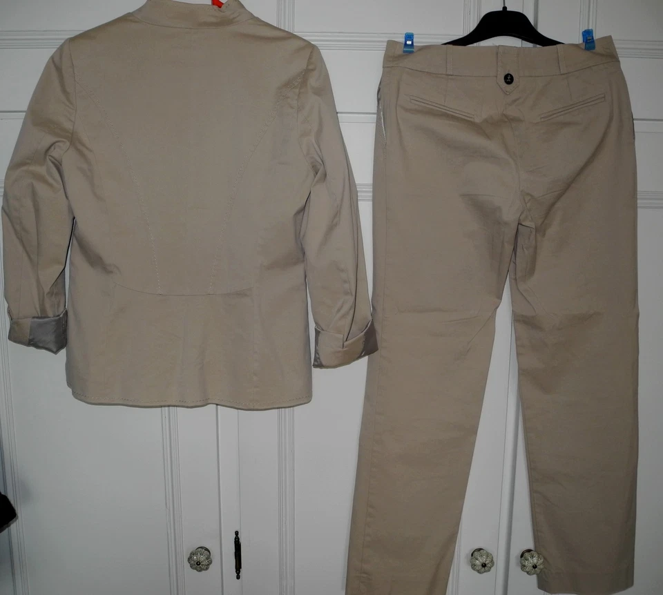 Tailleur Veste et pantalon 123 1.2.3 beige avec surpiqûres t38 - Photo 4/4