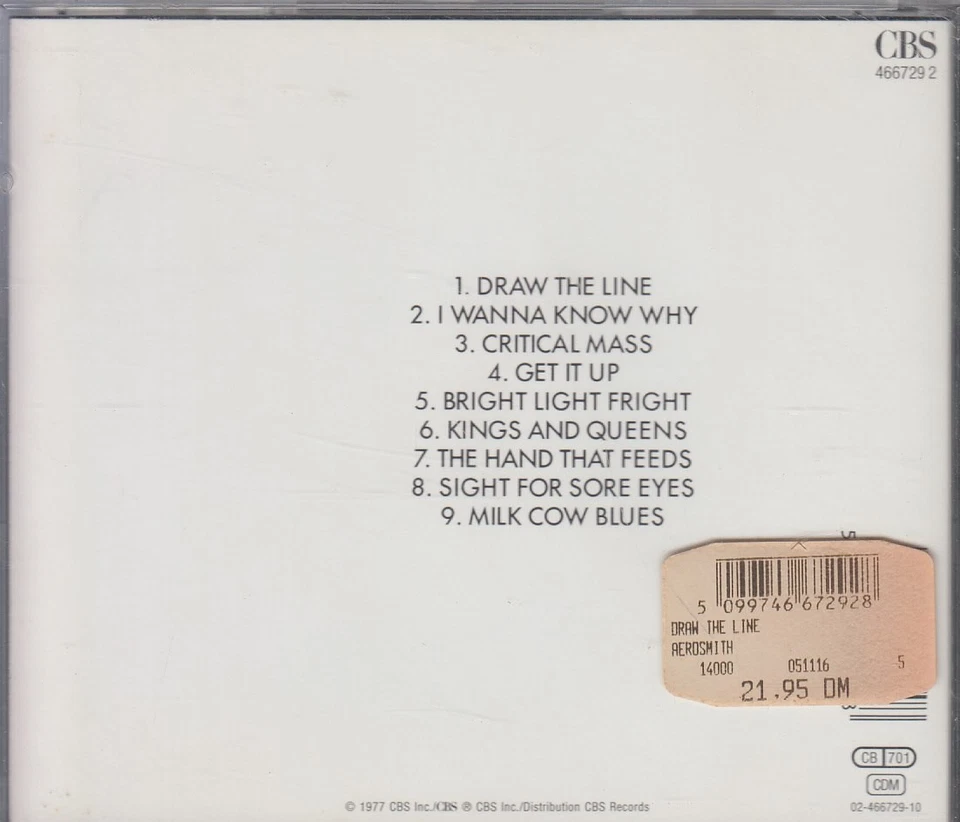 AEROSMITH "Draw The Line" CD-Album - Bild 2 von 2