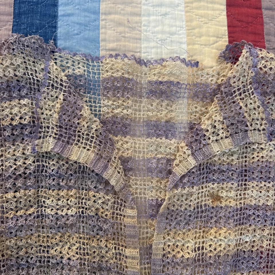 Blusa Suéter Vintage Años 30 Púrpura y Amarillo Crochet Top Chaqueta Lino Manga Abullonada Foto 3 de 4