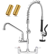 Commercial Faucet with Sprayer, 25 Inch Height Commercial Sink Faucet Wall Mo...
