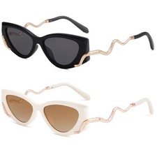 Appassal Retro Y2K Snake Sunglasses for Small, P2 Black white/Gold