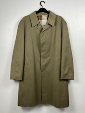 Vintage Men's Olive Green Wool Blend Car Coat XXL Made in UK Plaid Lining Mac
