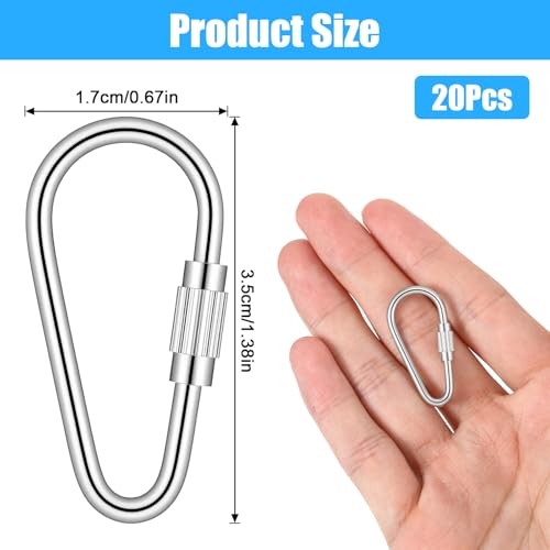 20 Pcs Heavy Duty Stainless Steel Quick Link, Metal Mini Locking Carabiner 