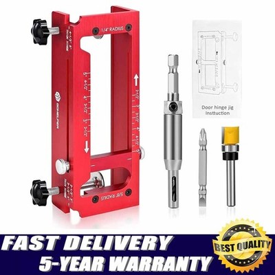 Door Hinge Jig, Aluminum Alloy Door Hinge Template Kit for Router, Adjustable Mo