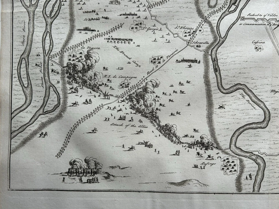 1706 Siege of Turin Battle Plan Torino Italy Antique City Map - Image 4 of 4