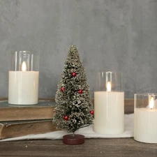 Ragon House VTG Style Bottlebrush Tree Snow &Red ORNAMENTS CHRISTMAS 8"