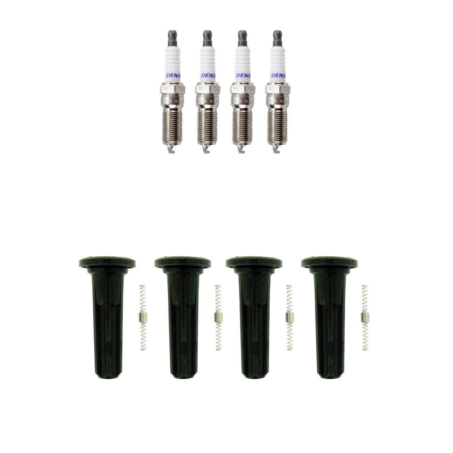 Denso 4 Double Platinum Plugs  NGK Ignition Coil Boots Kit for GMC Canyon 2.9L
