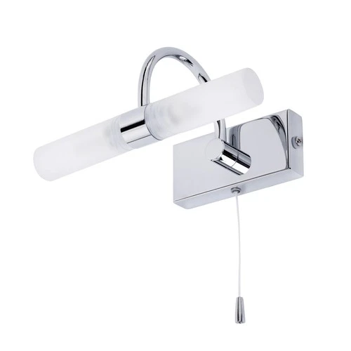 Litecraft Crista Bathroom IP44 Polished Chrome Wall Light With Pull Cord Switch