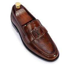 Handmade men brown leather moccasin, dress leather shoes for mens, loafer shoes