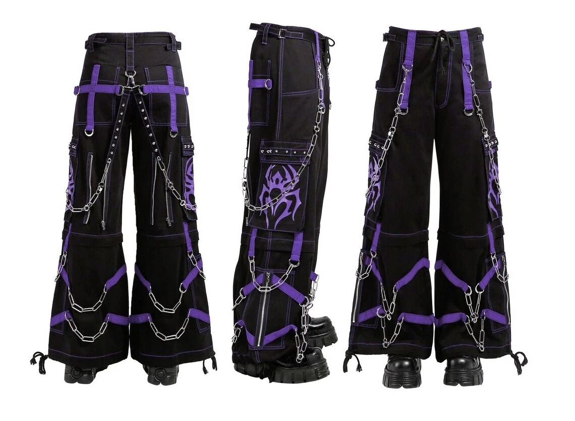 Gothic Punk PURPLE Spider Cargo Pantalon Pant trouser Buggy Straps Streetwear