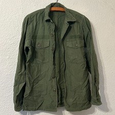 1967 Vintage USMC OG-107 Sateen 14.5 x 33 Cotton Utility Shirt 60s Vietnam Era