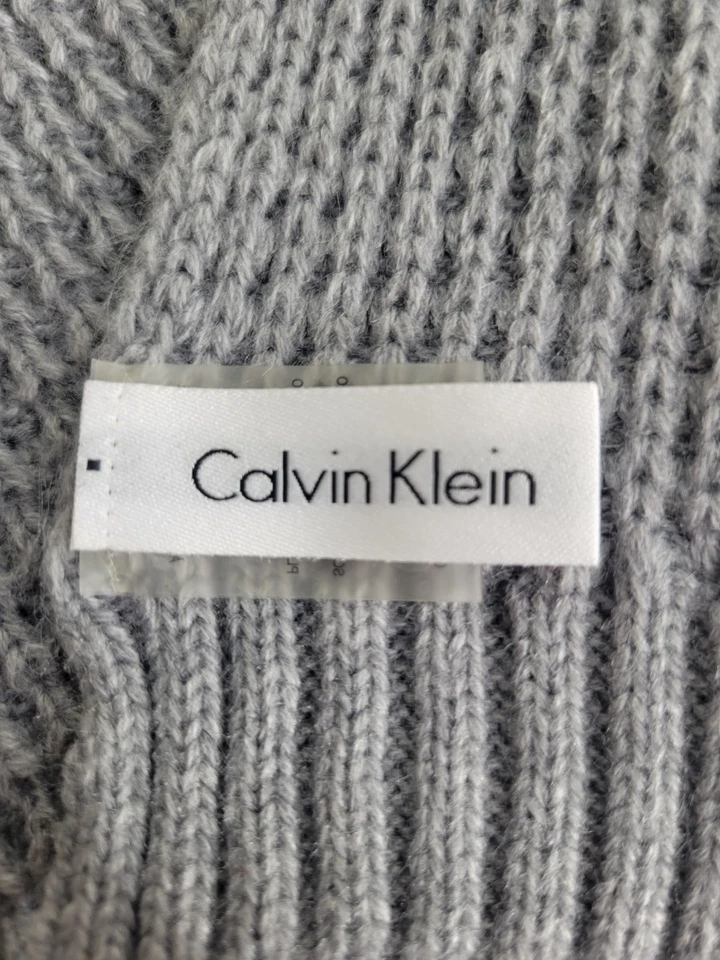 Calvin Klein Gray Soft Waffle Knit Soft Designer Neck Warmer Scarf Womens 65"x9" - Image 3 of 4