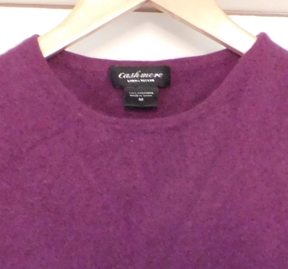 Lord & Taylor Cashmere Sweater Purple Crew Sleeveless Size Medium - Image 2 of 4