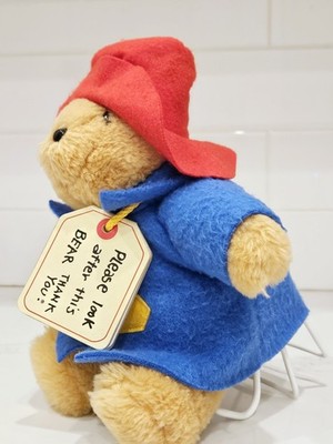 Vintage Eden Paddington Bear10” Plush Blue Coat Red Hat Tag Please