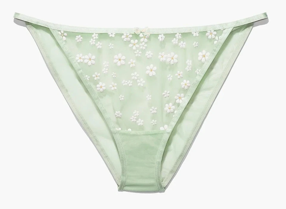 NWT - Savage Fenty Lt. Green Sheer w/Daisies Bikini Panties Sz 2X - RET. $19.95 - Image 4 of 4