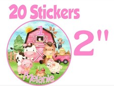 20 ct  Farm 2" Sticker for Bag Treat Box Birthday Party Favor
