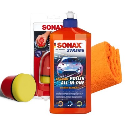 Auto Politur SONAX Ceramic Polish All-in-One 0,5L + P-Ball + Mikrofasertuch Set