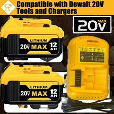 2pack For DeWalt 20V 20 Volt Max 12.0AH Lithium Battery / Dual Charger DCB206-2