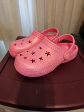 Girls Pink Glitter with Stars Slip On Clogs Size L 2-3 Brand New w Tag Cute